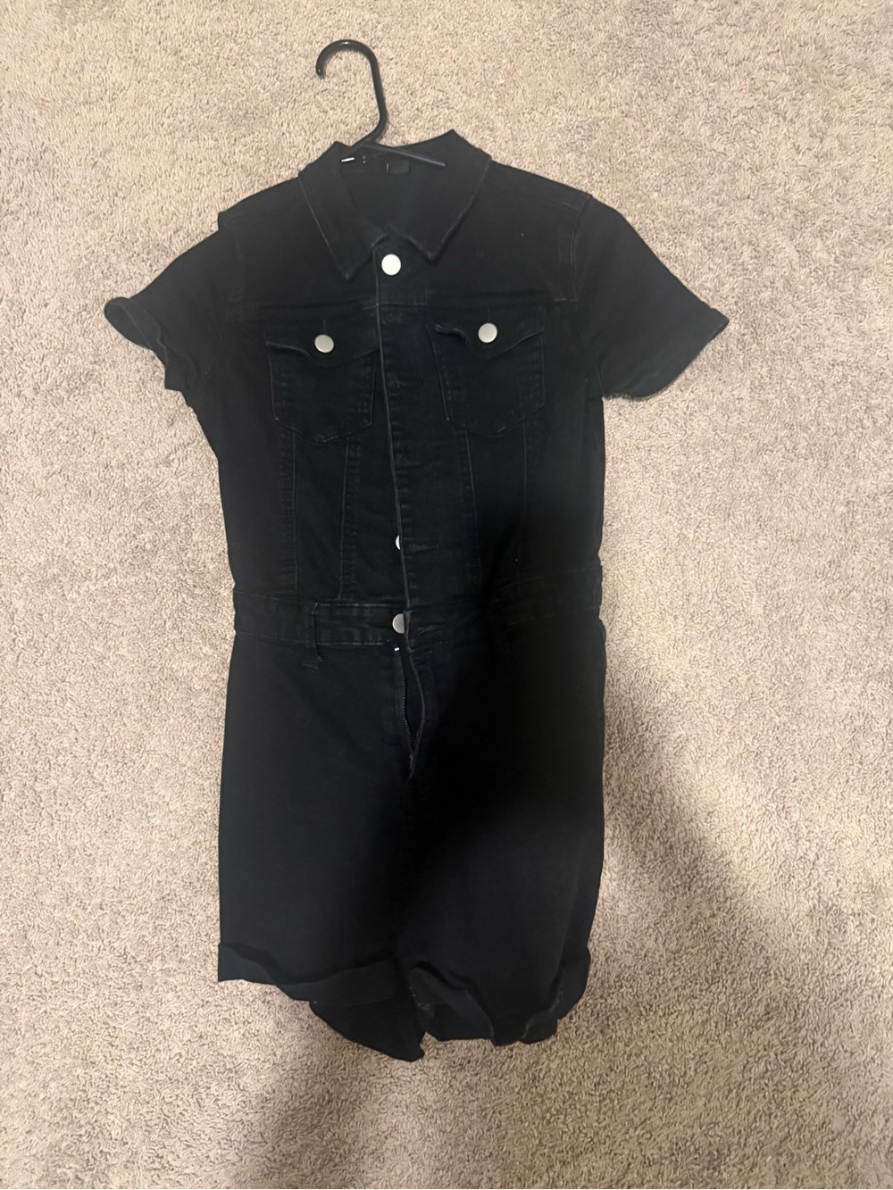 Black Short-Sleeve Denim short suit